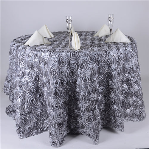 Silver 120 Inch Rosette Tablecloths
