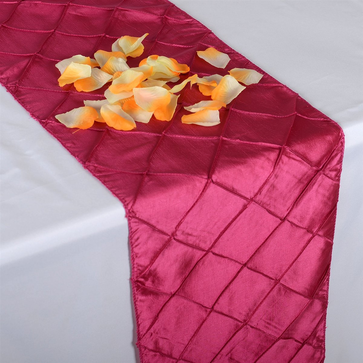 Fuchsia - 12 inch x 108 inch Pintuck Satin Table Runner