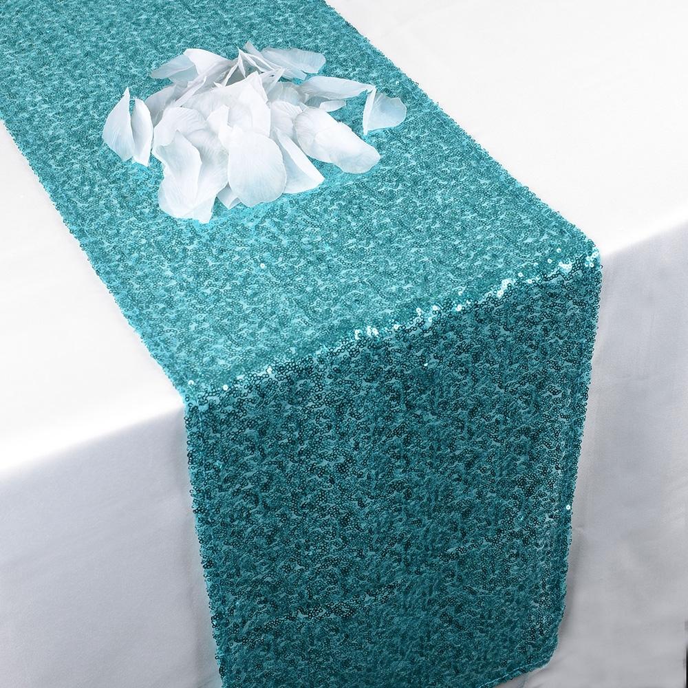 Turquoise Duchess Sequin Table Runner