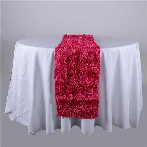 Fuchsia 14 Inch x 108 Inch Rosette Table Runner