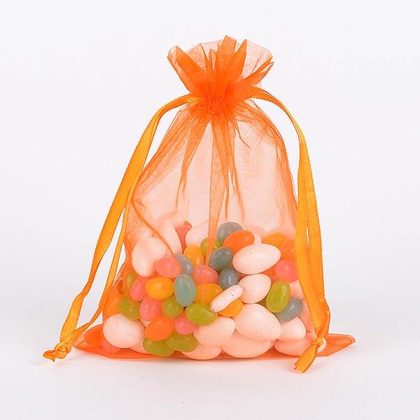 Orange - Organza Bags - ( 4 x 5 Inch - 10 Bags )