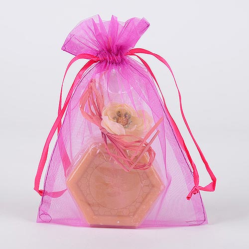 Fuchsia - Organza Bags - ( 4 x 5 Inch - 10 Bags )
