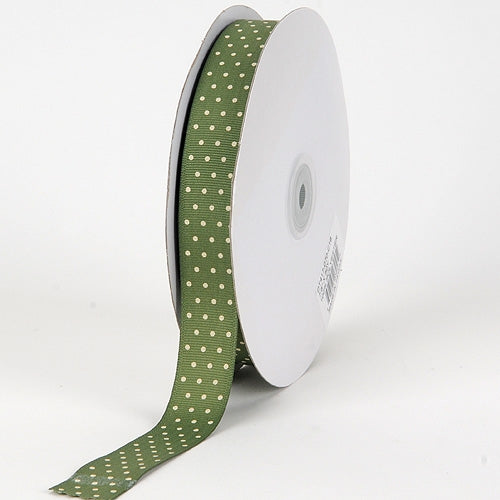 Grosgrain Ribbon Swiss Dot Old Willow with White Dots ( 5/8 inch | 50 Yards )