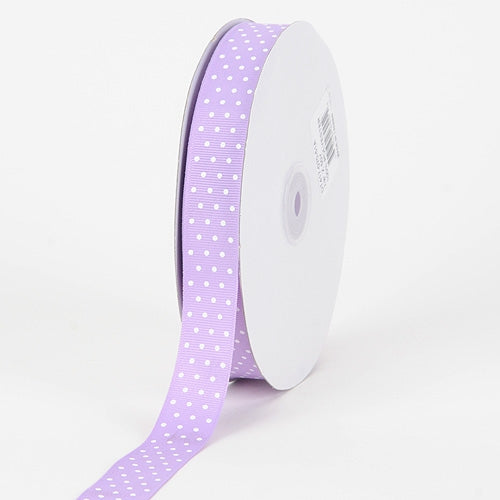 Grosgrain Ribbon Swiss Dot Lavender with White Dots ( 7/8 inch | 50 Yards )