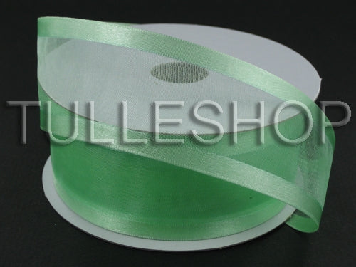 1-1/2 Inch Minty Green Organza Ribbon Two Satin Edges