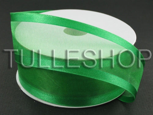 1-1/2 Inch Emerald Organza Ribbon Two Satin Edges
