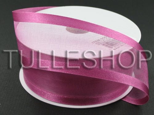 1-1/2 Inch Dark Mauve Organza Ribbon Two Satin Edges