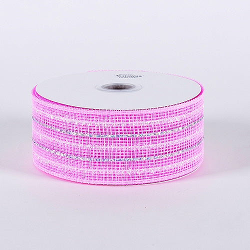 Light Pink - Laser Metallic Mesh Ribbon - ( 4 Inch x 25 Yards )