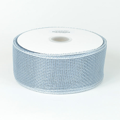 Silver - Floral Mesh Ribbon - ( 2-1/2 inch x 25 Yards )