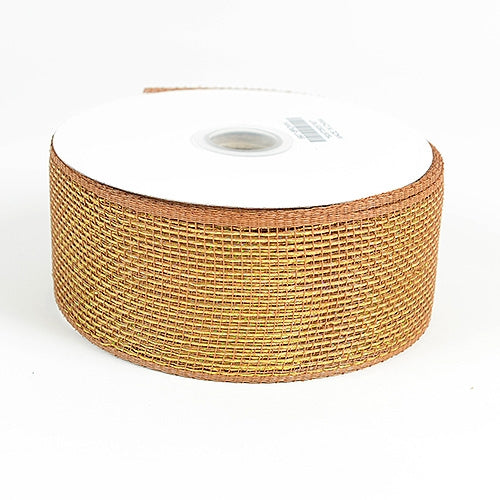 Chocolate - Metallic Deco Mesh Ribbons - ( 2.5 inch x 25 yards )