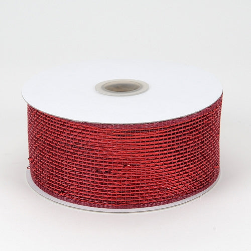 Burgundy - Metallic Deco Mesh Ribbons - ( 4 inch x 25 yards )