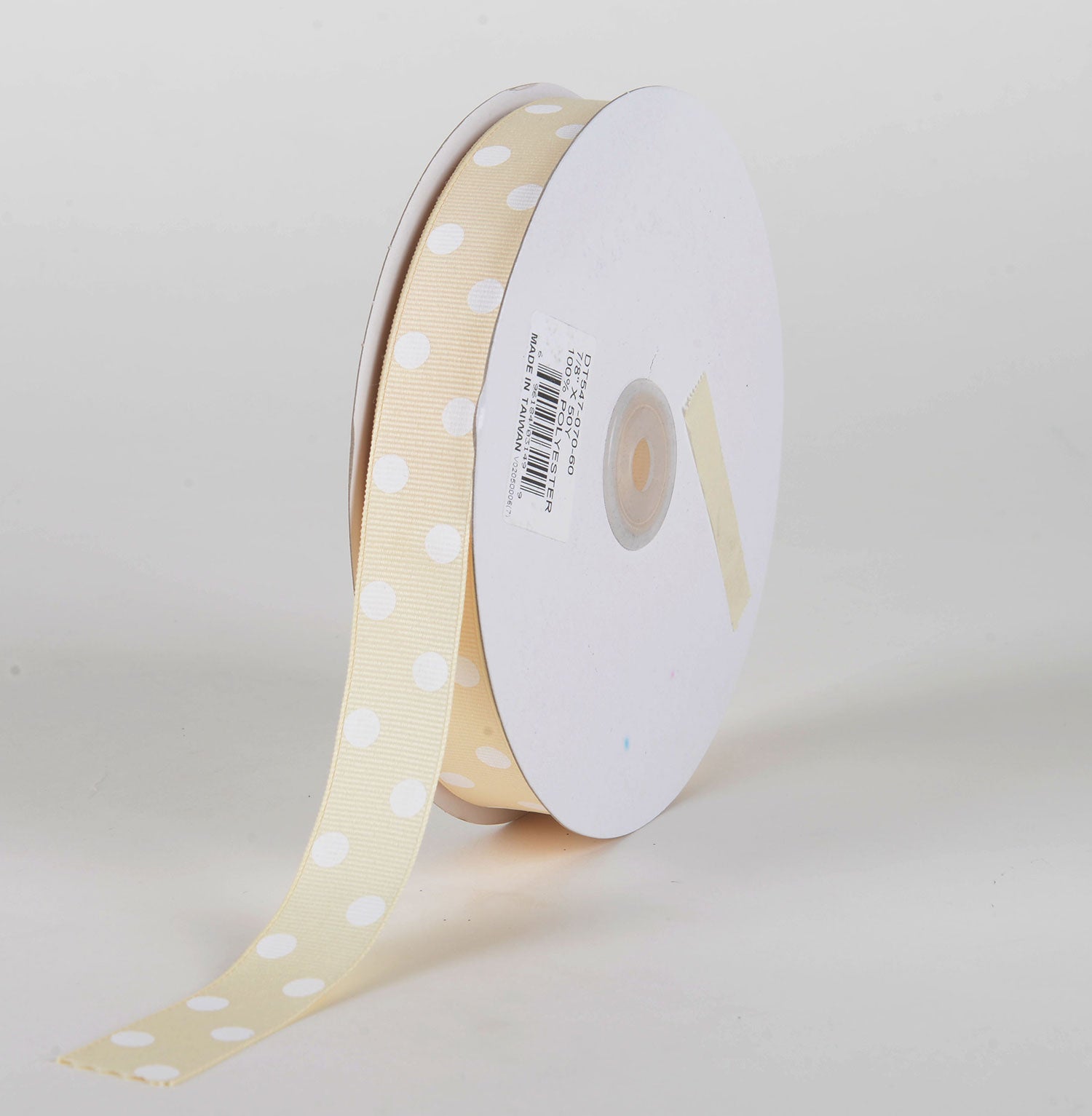 Grosgrain Ribbon Polka Dot Ivory with White Dots ( 7/8 inch | 50 Yards )