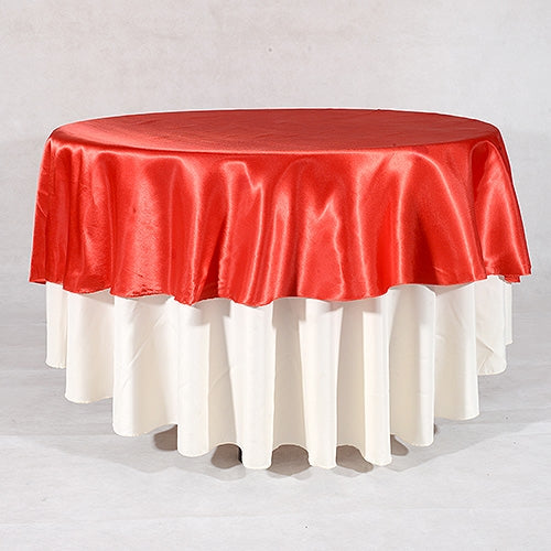 Red 70 Inch Round Satin Tablecloths