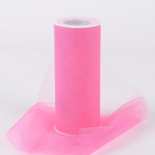 Shocking Pink 6 Inch Tulle Fabric Roll 25 Yards