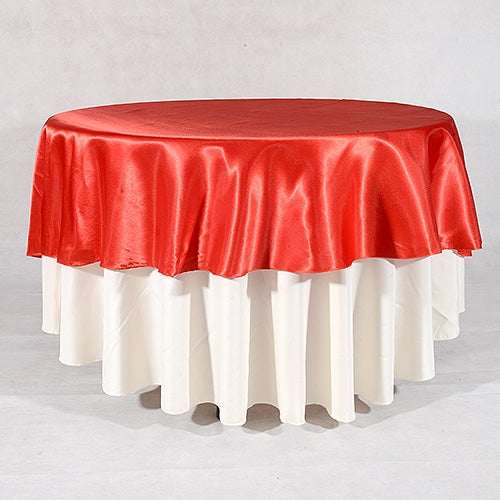 Red - 90 Inch Satin Round Tablecloths