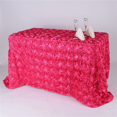 Fuchsia 90 Inch x 156  Inch Rectangle Rosette Tablecloths