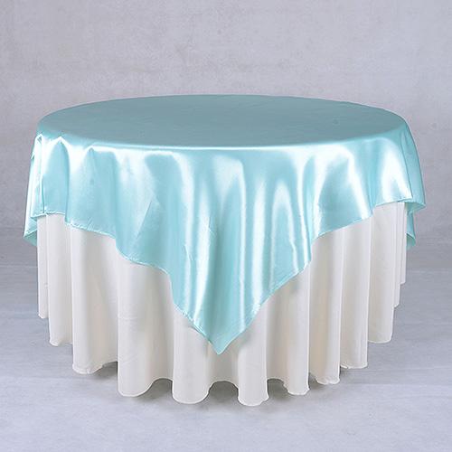 Aqua Blue - 90 x 90 Square Satin Table Overlays