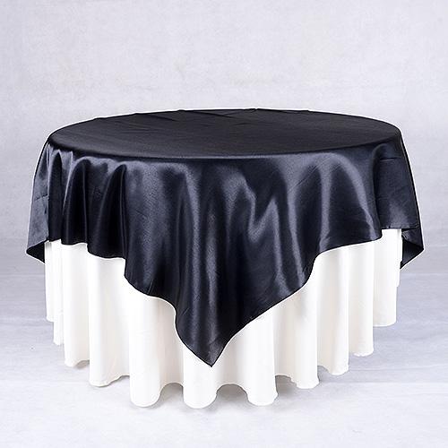 Black - 90 x 90 Square Satin Table Overlays