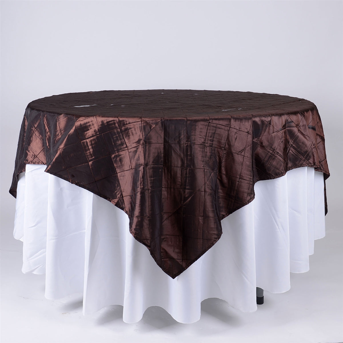 Chocolate Brown - 85 inch x 85 inch Square Pintuck Satin Overlay