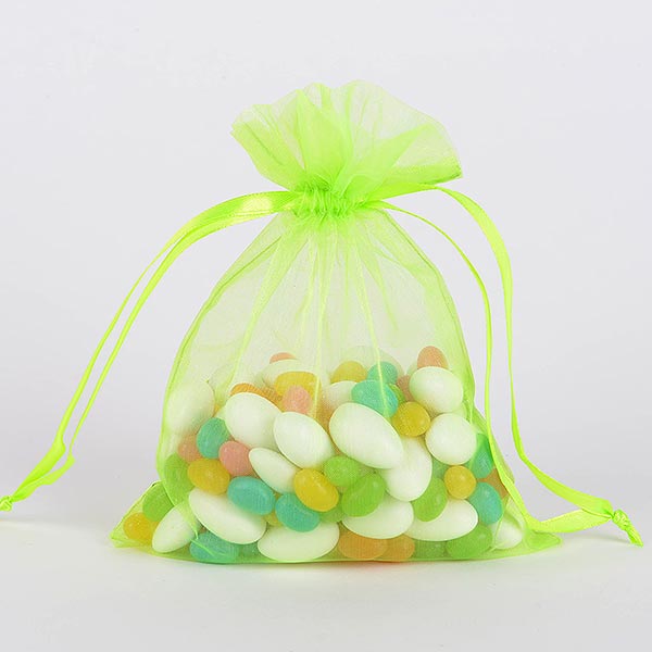 Apple Green - Organza Bags - ( 4 x 5 Inch - 10 Bags )