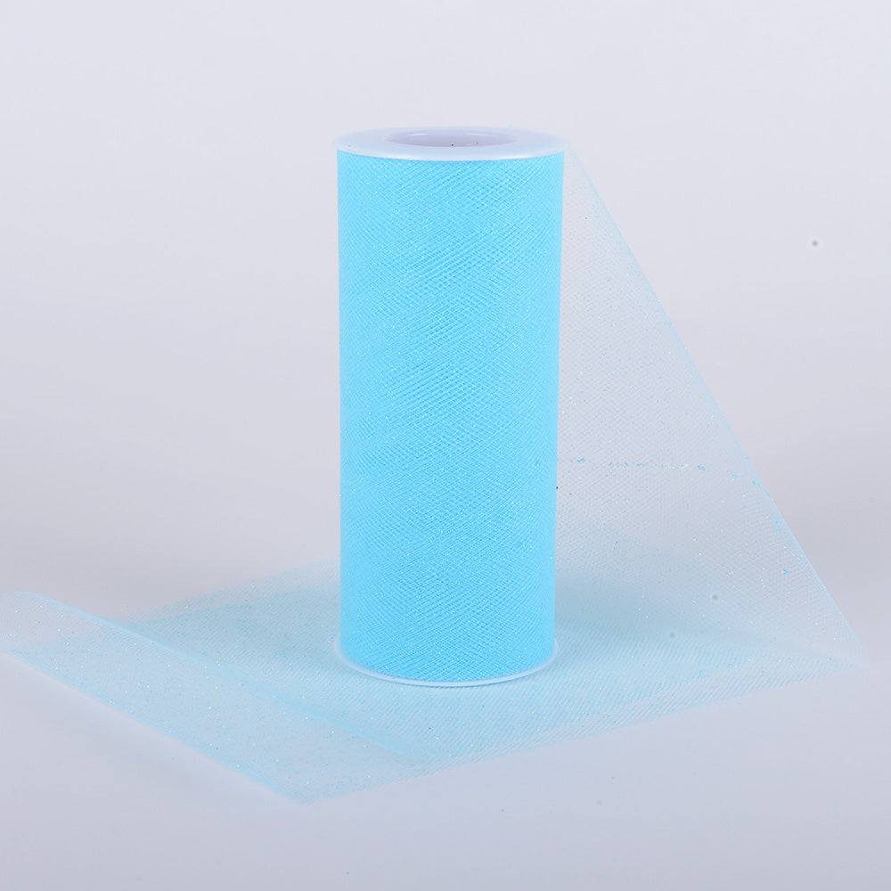 Light Blue Glitter Tulle 6x10 Yards