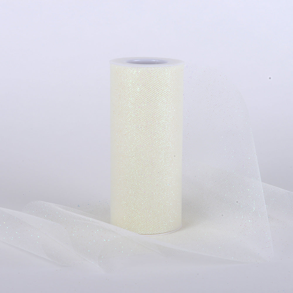 Ivory Glitter Tulle 6x10 Yards