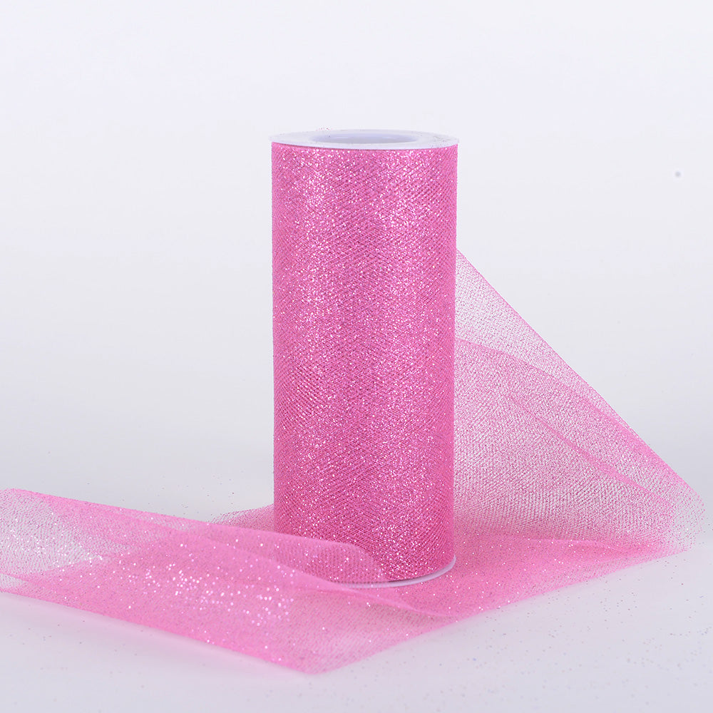 Shocking Pink Glitter Tulle 6x10 Yards