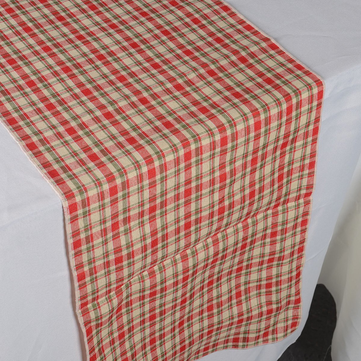 Red - Checkered/ Plaid Table Runner - ( 14 inch x 90 inch )