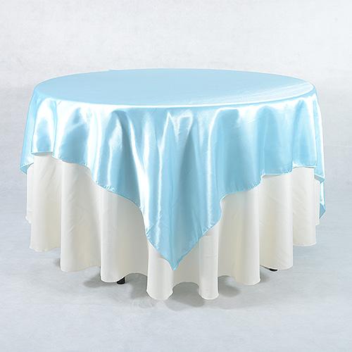 Light Blue - 90 x 90 Square Satin Table Overlays