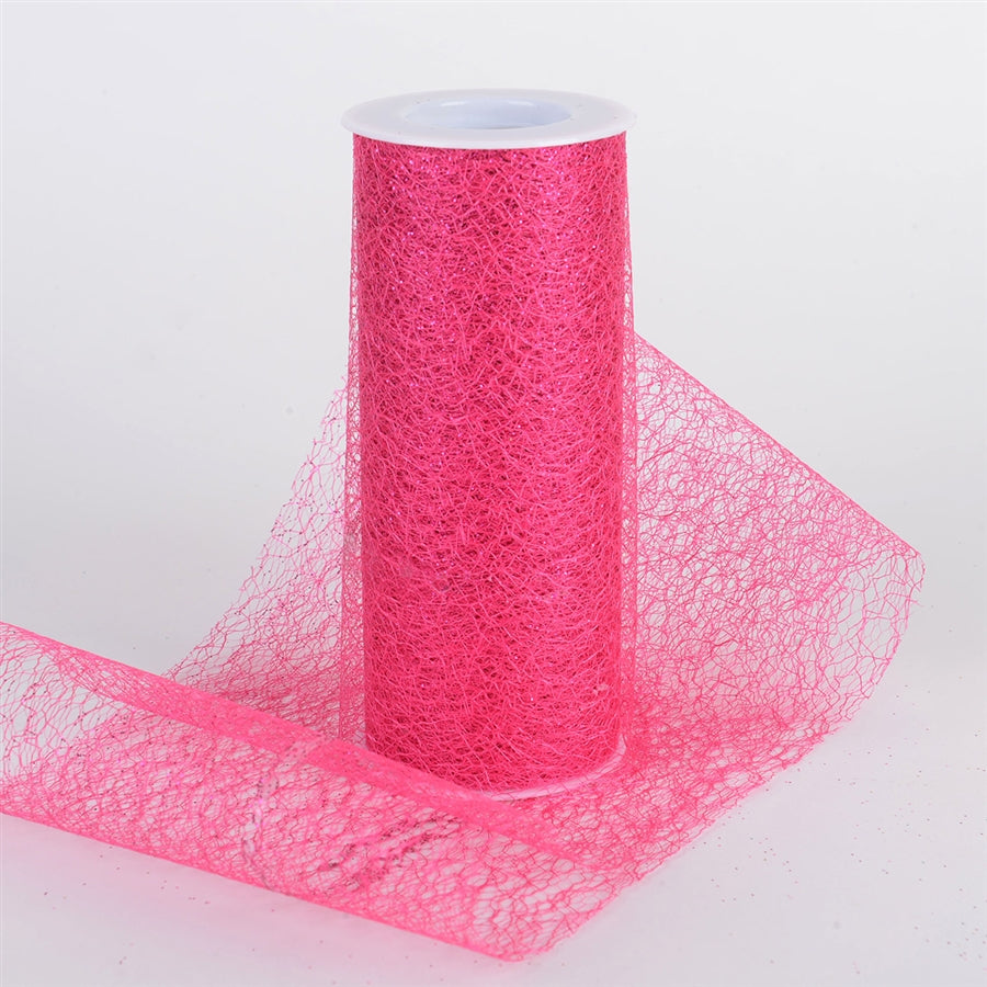 6 x 10 Yd Glitter Sisal Mesh Roll - Fuchsia