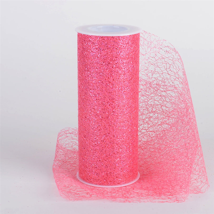 6 x 10 Yd Glitter Sisal Mesh Roll -  Coral /Pink