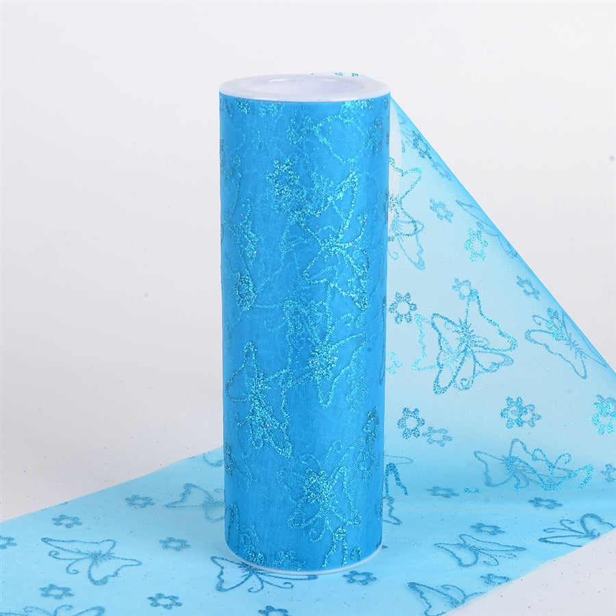 Glitter Butterfly Organza Roll -  Turquoise
