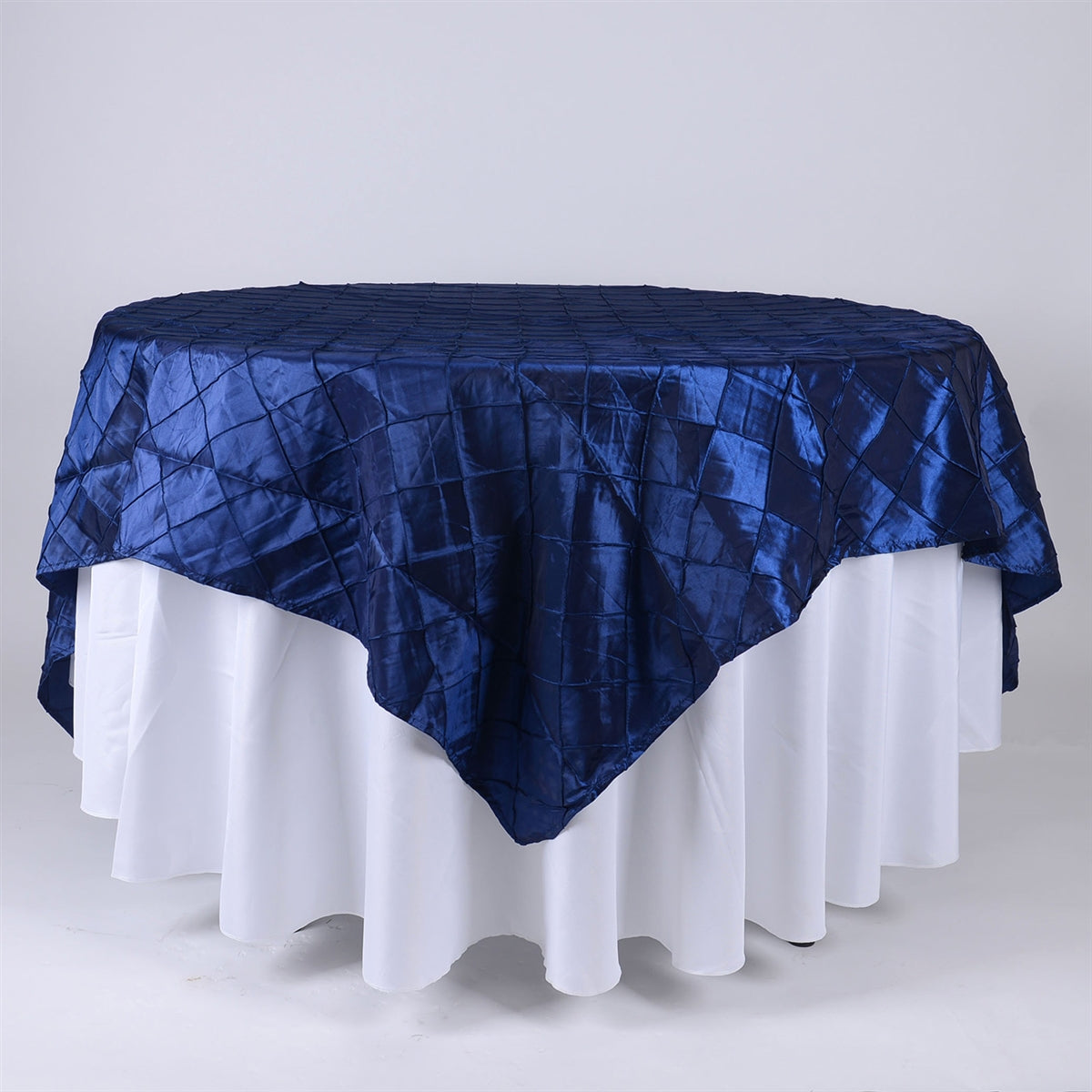 Navy Blue - 72 inch x 72 inch Square Pintuck Satin Overlay