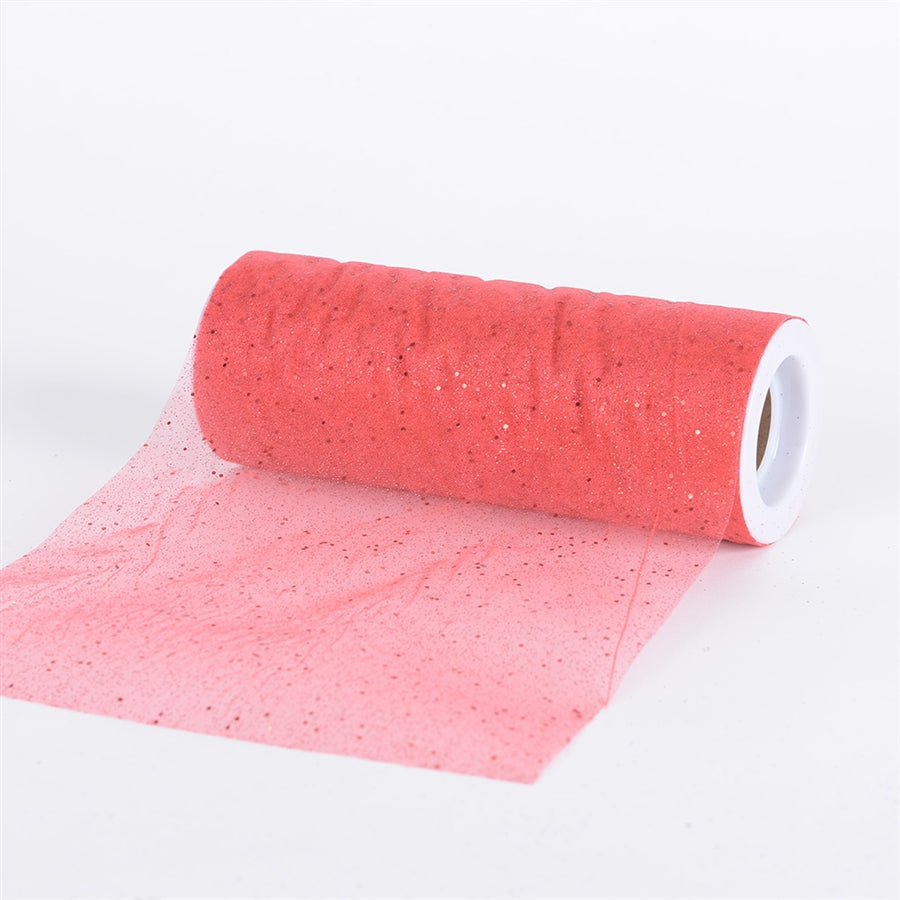 Coral Confetti Organza 6 Inch Roll 10 Yards