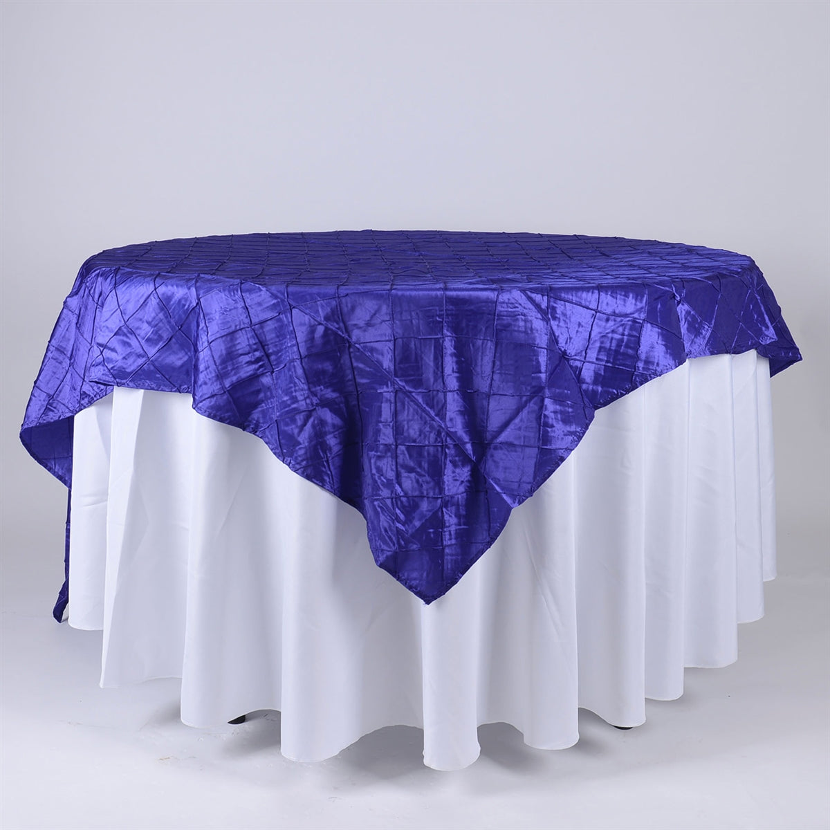 Purple - 72 inch x 72 inch Square Pintuck Satin Overlay