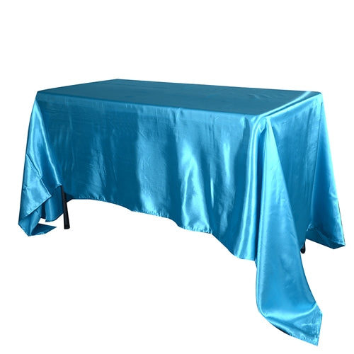 Turquoise 60 Inch x 102 Inch Rectangular Satin Tablecloths