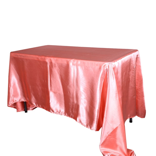 Coral 90 Inch x 132 Inch Rectangular Satin Tablecloths