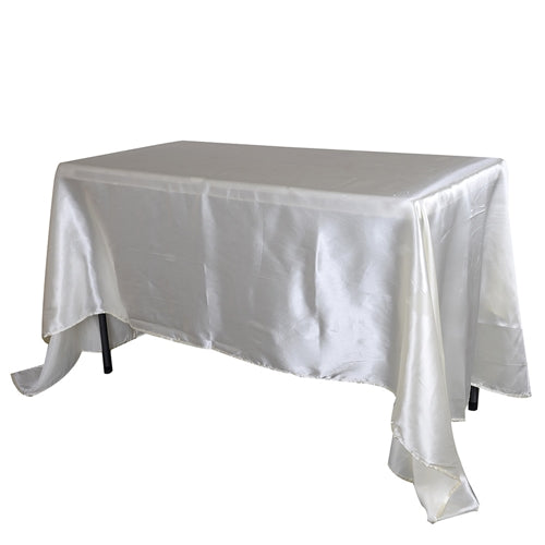 Ivory 90 Inch x 156 Inch Rectangular Satin Tablecloths