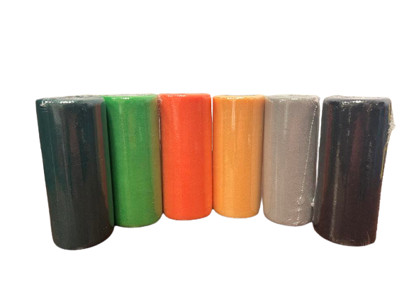 6 Pack- Hunter* Black* Emerald* Orange* Light Gold* Silver - Tulle ( 6 Inch | 25 Yards )