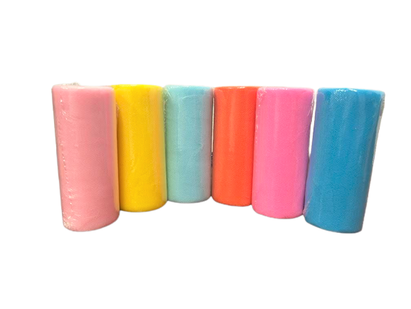 6 Pack- Light Pink* Yellow* Light Blue* Orange* Shocking Pink* Turquoise - Tulle ( 6 Inch | 25 Yards )