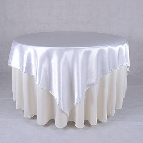 White - 90 x 90 Square Satin Table Overlays