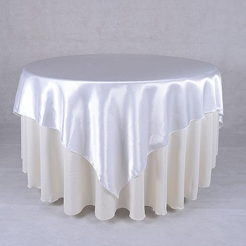 White - 90 x 90 Square Satin Table Overlays