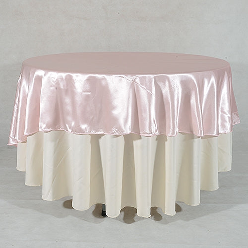 Light Pink - 108 Inch Satin Round Tablecloths - ( 108 inch | Round )