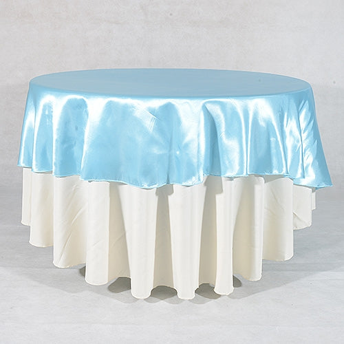 Light Blue - 108 Inch Satin Round Tablecloths - ( 108 inch | Round )
