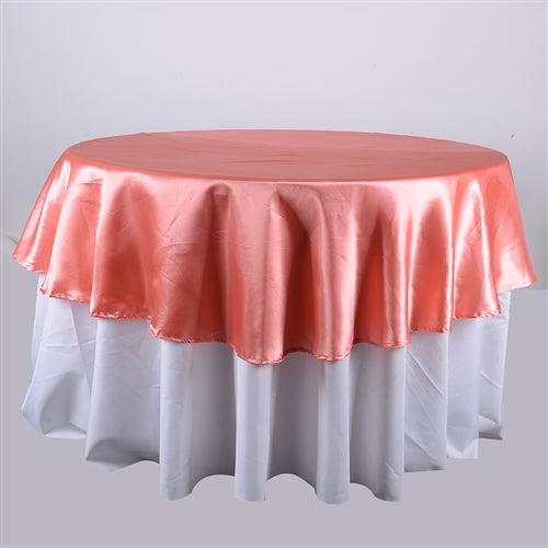 Coral - 108 Inch Satin Round Tablecloths - ( 108 inch | Round )