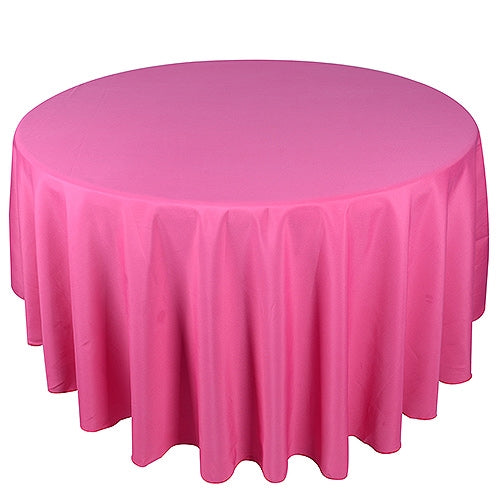 Fuchsia 108 Inch Polyester Round Tablecloths