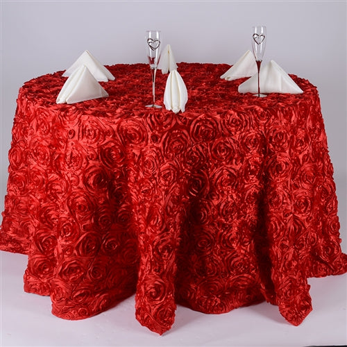 Red 120 Inch Rosette Tablecloths