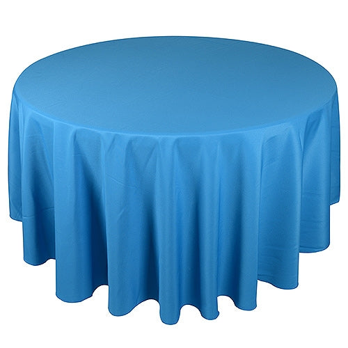 Turquoise 132 Inch Round Polyester Tablecloths