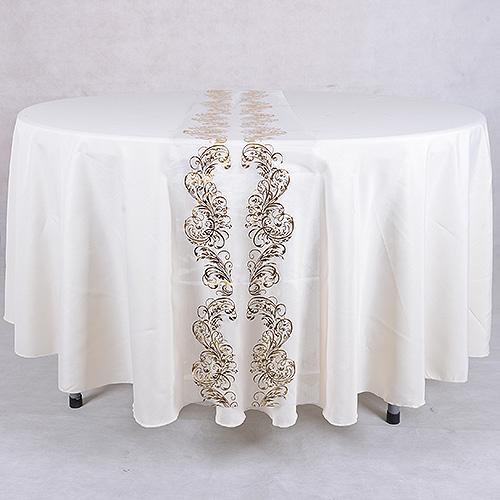 Organza Table Runners White Gold ( 14 inch x 108 inches )