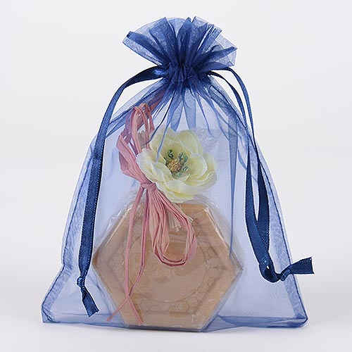 Navy Blue - Organza Bags - ( 4 x 5 Inch - 10 Bags )